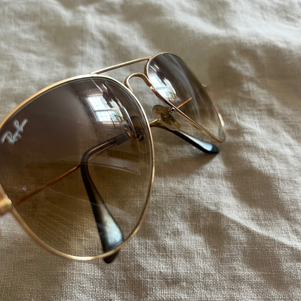 Authentic Ray-Ban Aviator Sun Glasses Brown Tint Gold Frame - Picture 12 of 15